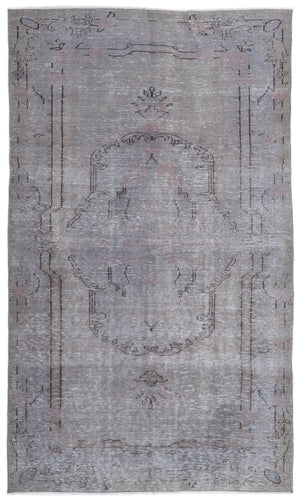 Gray Over Dyed Vintage Rug 5'4'' x 9'0'' ft 162 x 275 cm