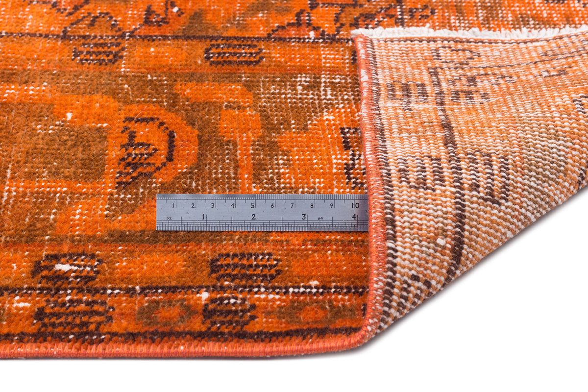 Orange Over Dyed Vintage Rug 5&#39;11&#39;&#39; x 8&#39;11&#39;&#39; ft 181 x 271 cm