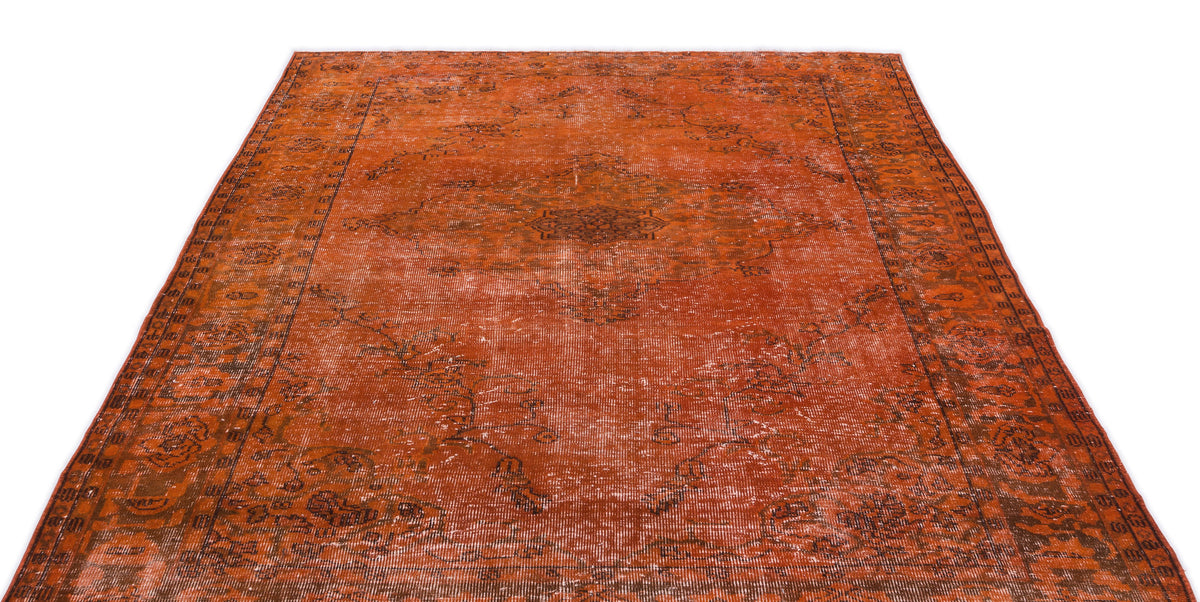Orange Over Dyed Vintage Rug 5&#39;11&#39;&#39; x 8&#39;11&#39;&#39; ft 181 x 271 cm