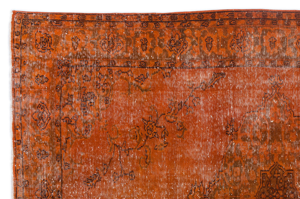 Orange Over Dyed Vintage Rug 5&#39;11&#39;&#39; x 8&#39;11&#39;&#39; ft 181 x 271 cm