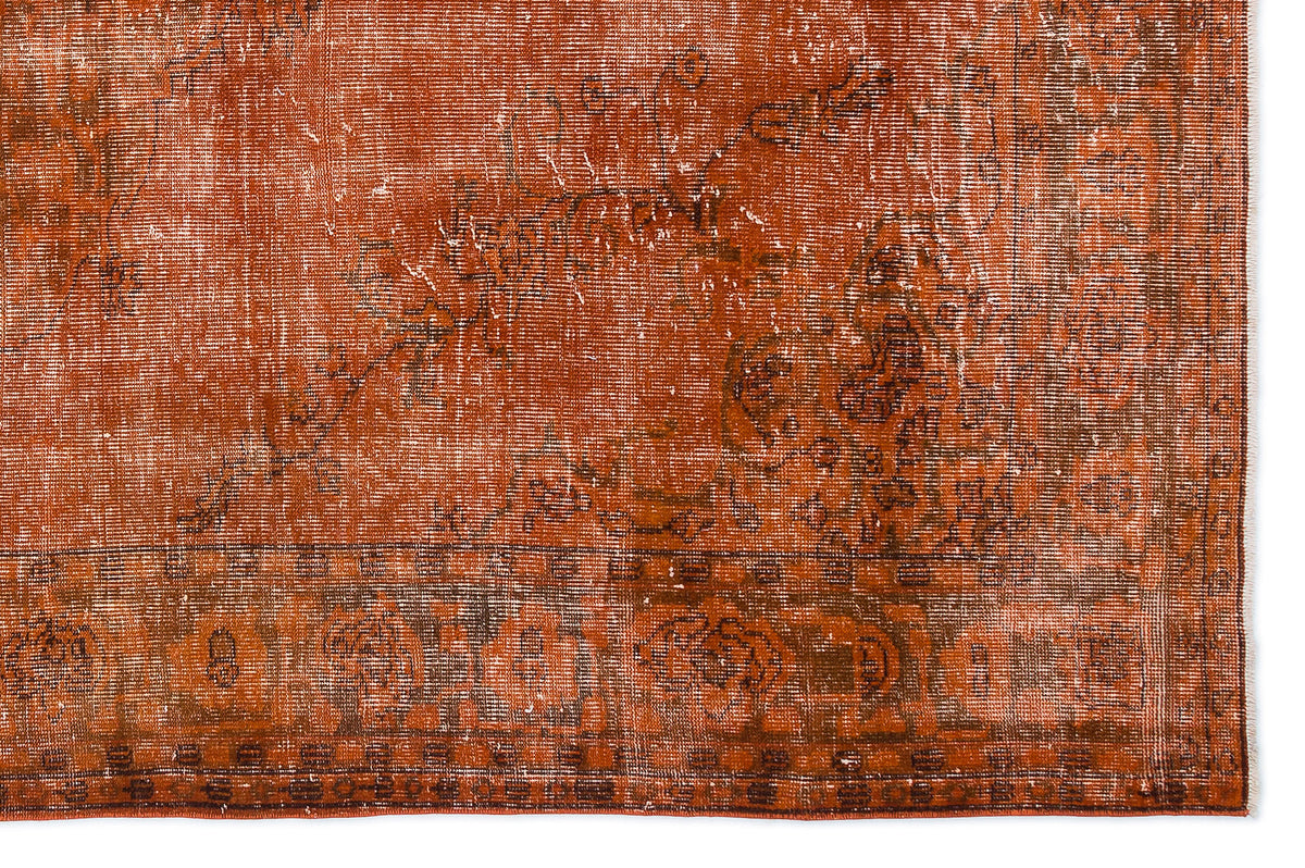 Orange Over Dyed Vintage Rug 5&#39;11&#39;&#39; x 8&#39;11&#39;&#39; ft 181 x 271 cm