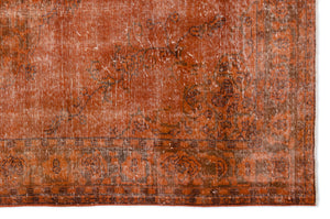 Orange Over Dyed Vintage Rug 5'11'' x 8'11'' ft 181 x 271 cm