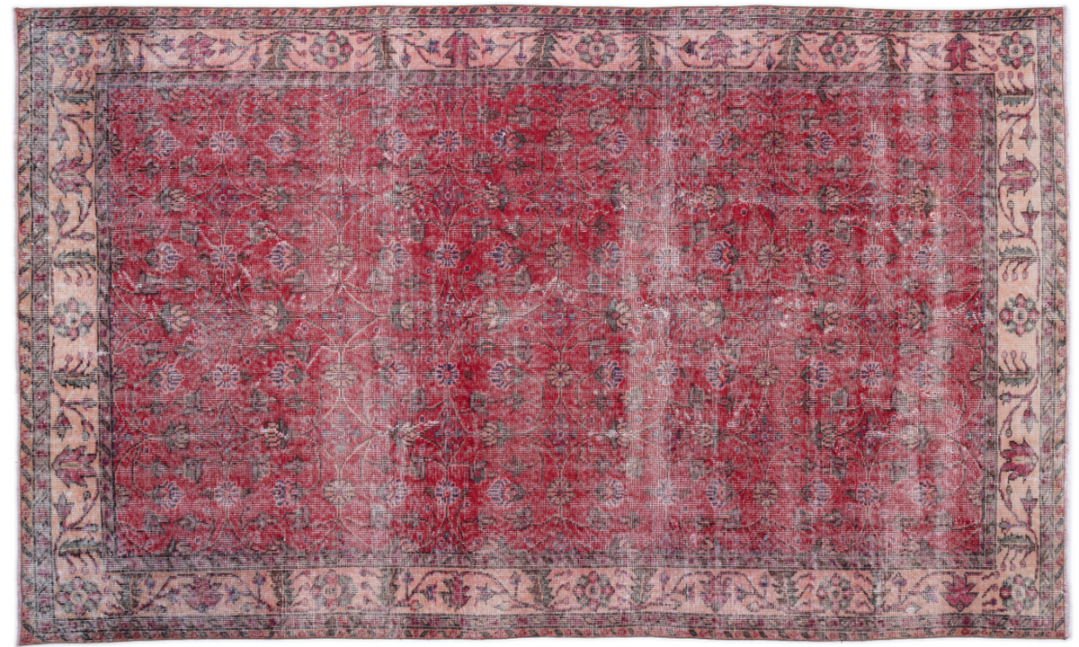 Retro Design Floral Over Dyed Vintage Rug 5&#39;9&#39;&#39; x 9&#39;6&#39;&#39; ft 176 x 290 cm