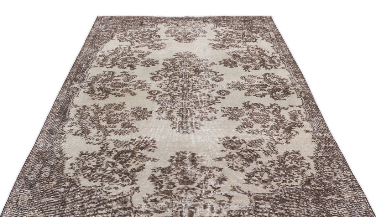 Beige Over Dyed Vintage Rug 5'6'' x 9'2'' ft 168 x 280 cm