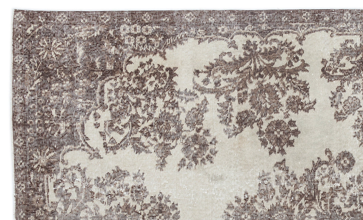 Beige Over Dyed Vintage Rug 5'6'' x 9'2'' ft 168 x 280 cm