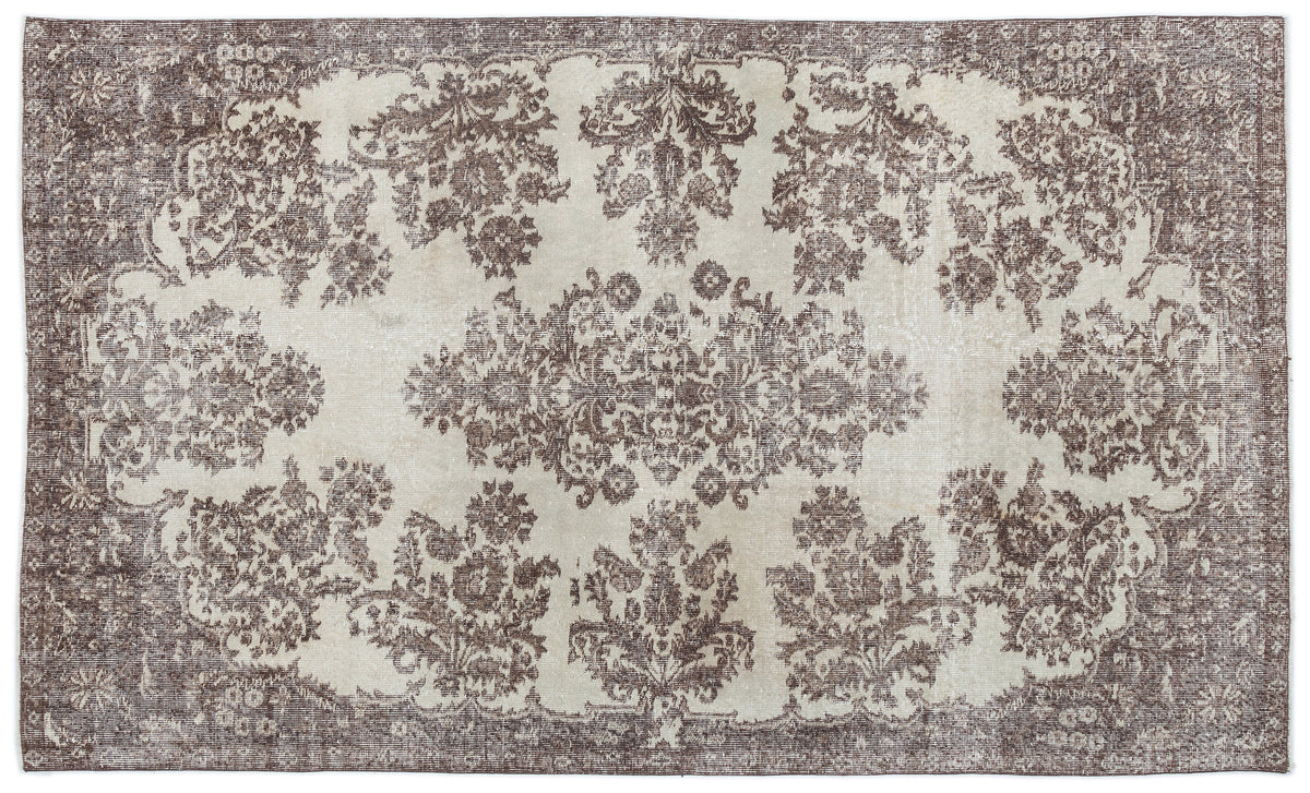 Beige Over Dyed Vintage Rug 5'6'' x 9'2'' ft 168 x 280 cm