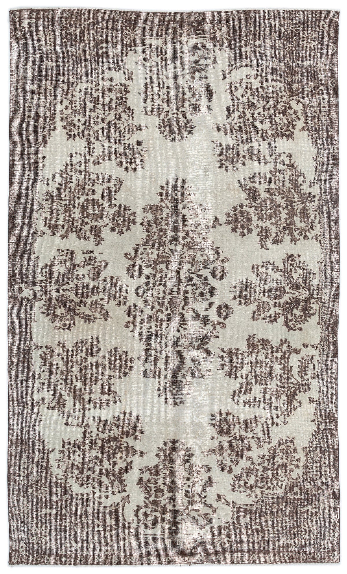 Beige Over Dyed Vintage Rug 5'6'' x 9'2'' ft 168 x 280 cm