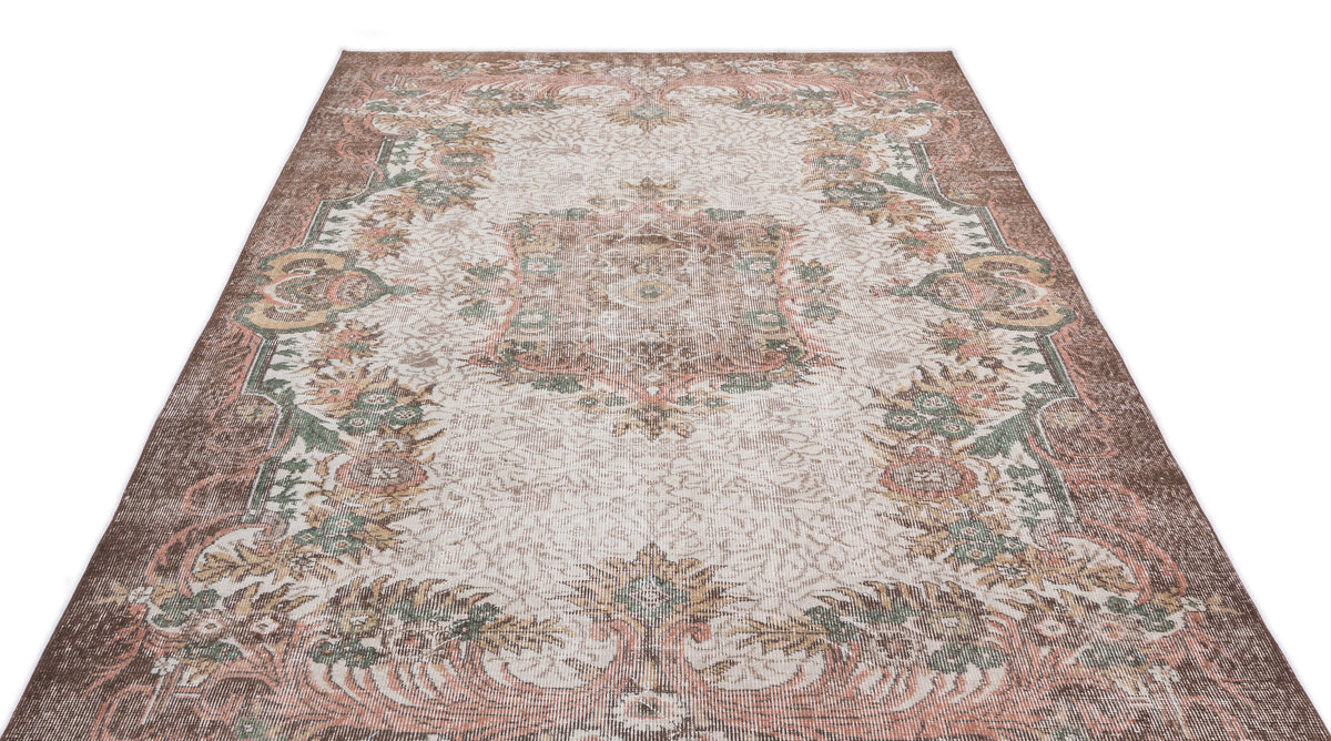 Beige Over Dyed Vintage Rug 5&#39;10&#39;&#39; x 9&#39;6&#39;&#39; ft 177 x 290 cm