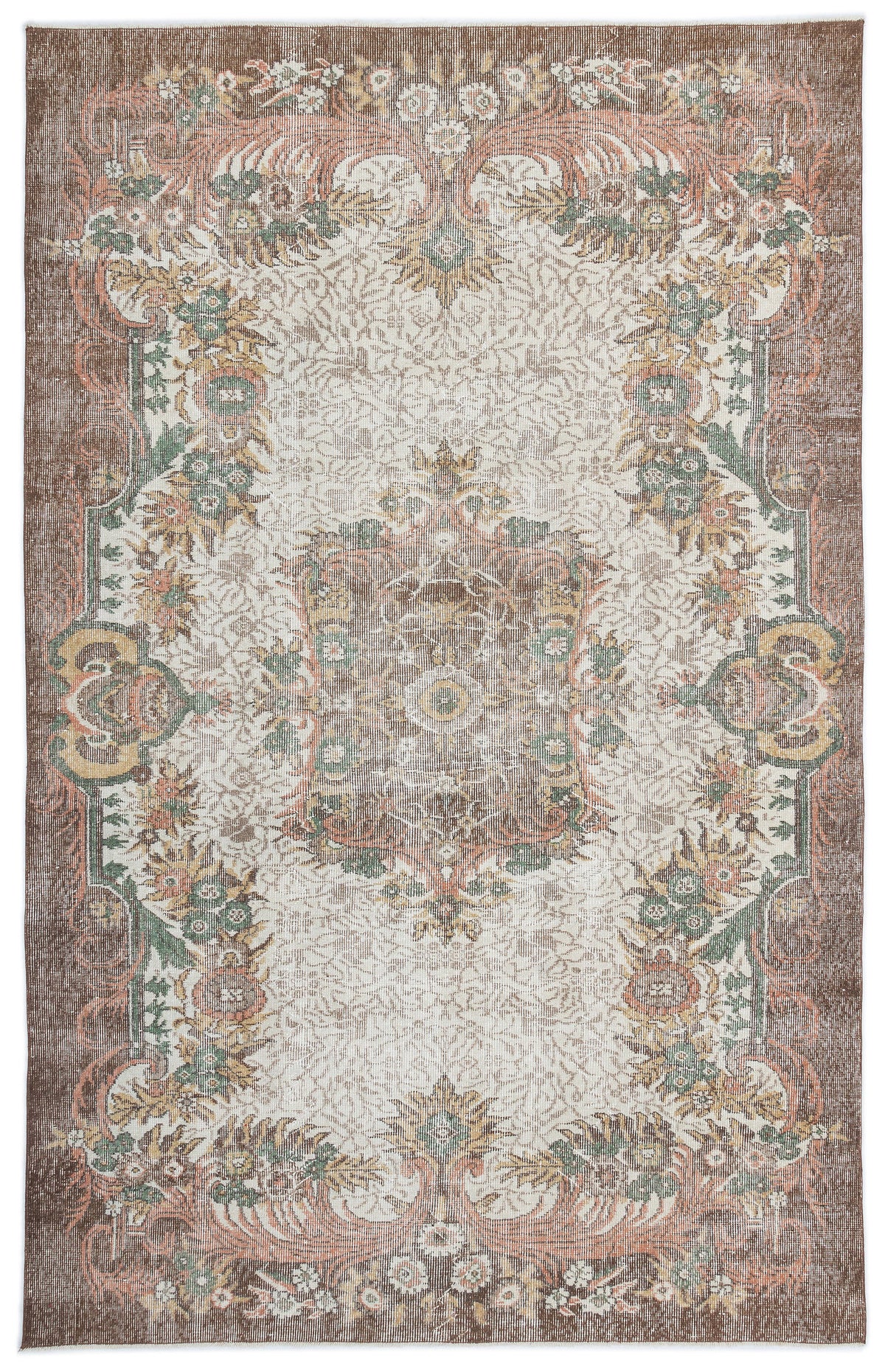 Beige Over Dyed Vintage Rug 5&#39;10&#39;&#39; x 9&#39;6&#39;&#39; ft 177 x 290 cm
