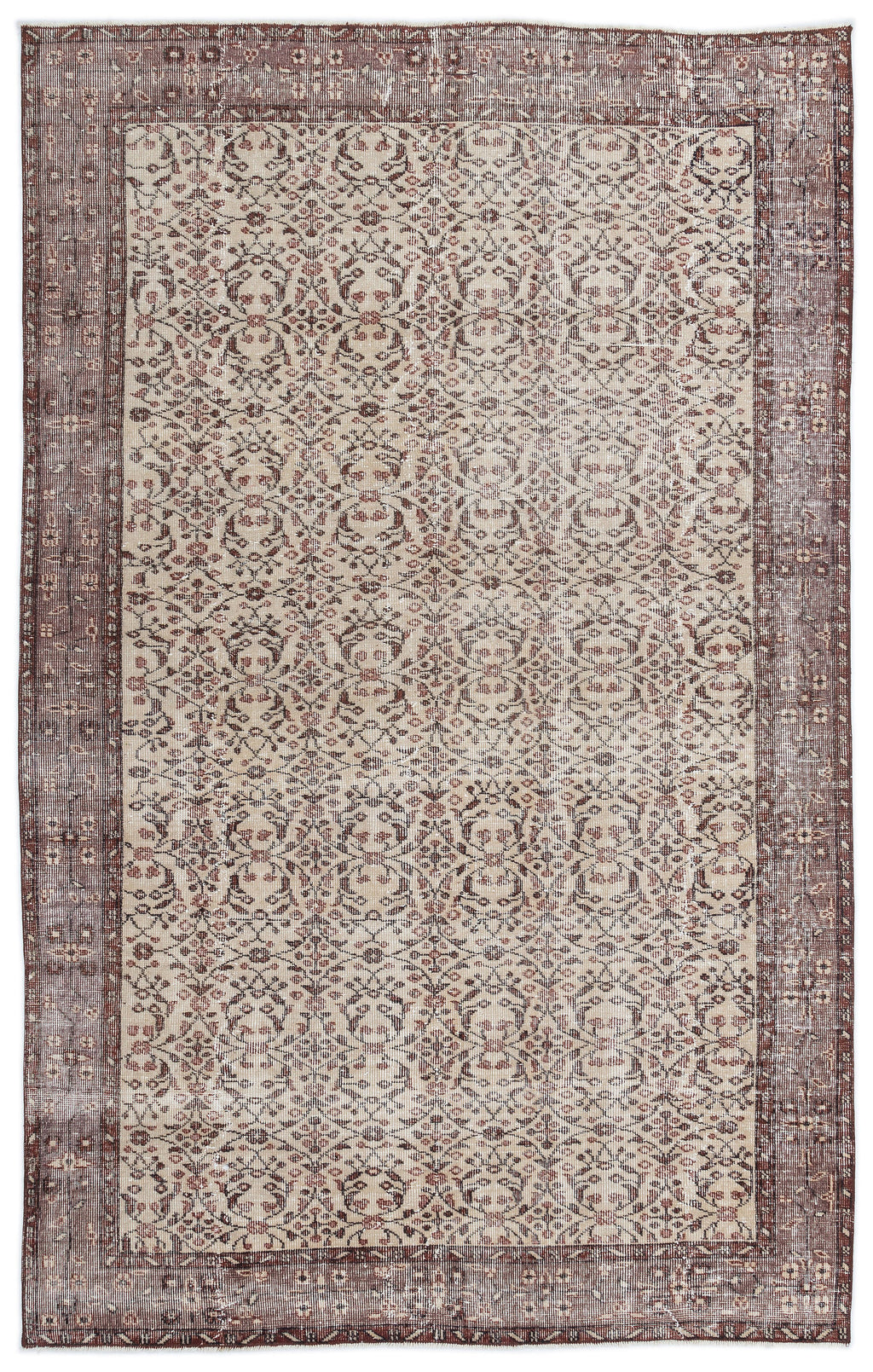 Beige Over Dyed Vintage Rug 5'5'' x 8'5'' ft 164 x 257 cm