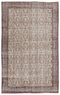 Beige Over Dyed Vintage Rug 5'5'' x 8'5'' ft 164 x 257 cm