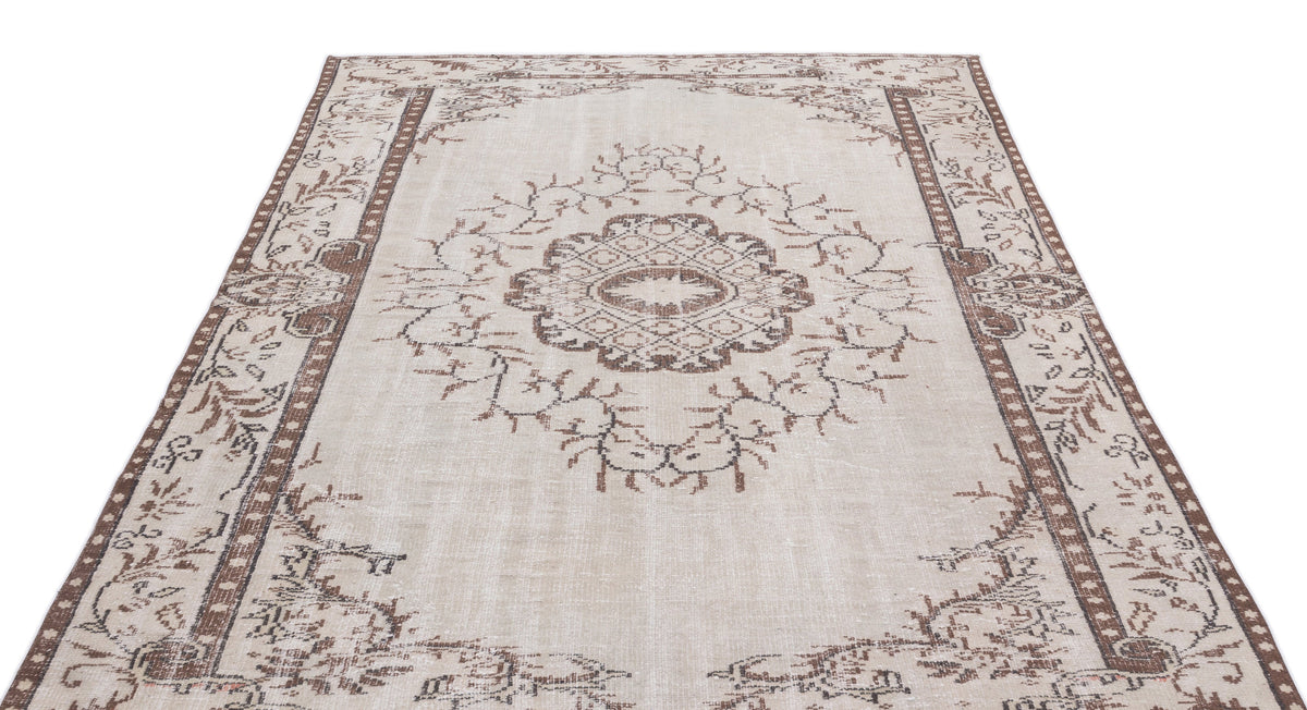Beige Over Dyed Vintage Rug 5&#39;11&#39;&#39; x 9&#39;1&#39;&#39; ft 180 x 277 cm