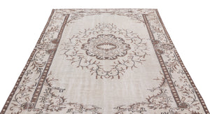 Beige Over Dyed Vintage Rug 5'11'' x 9'1'' ft 180 x 277 cm