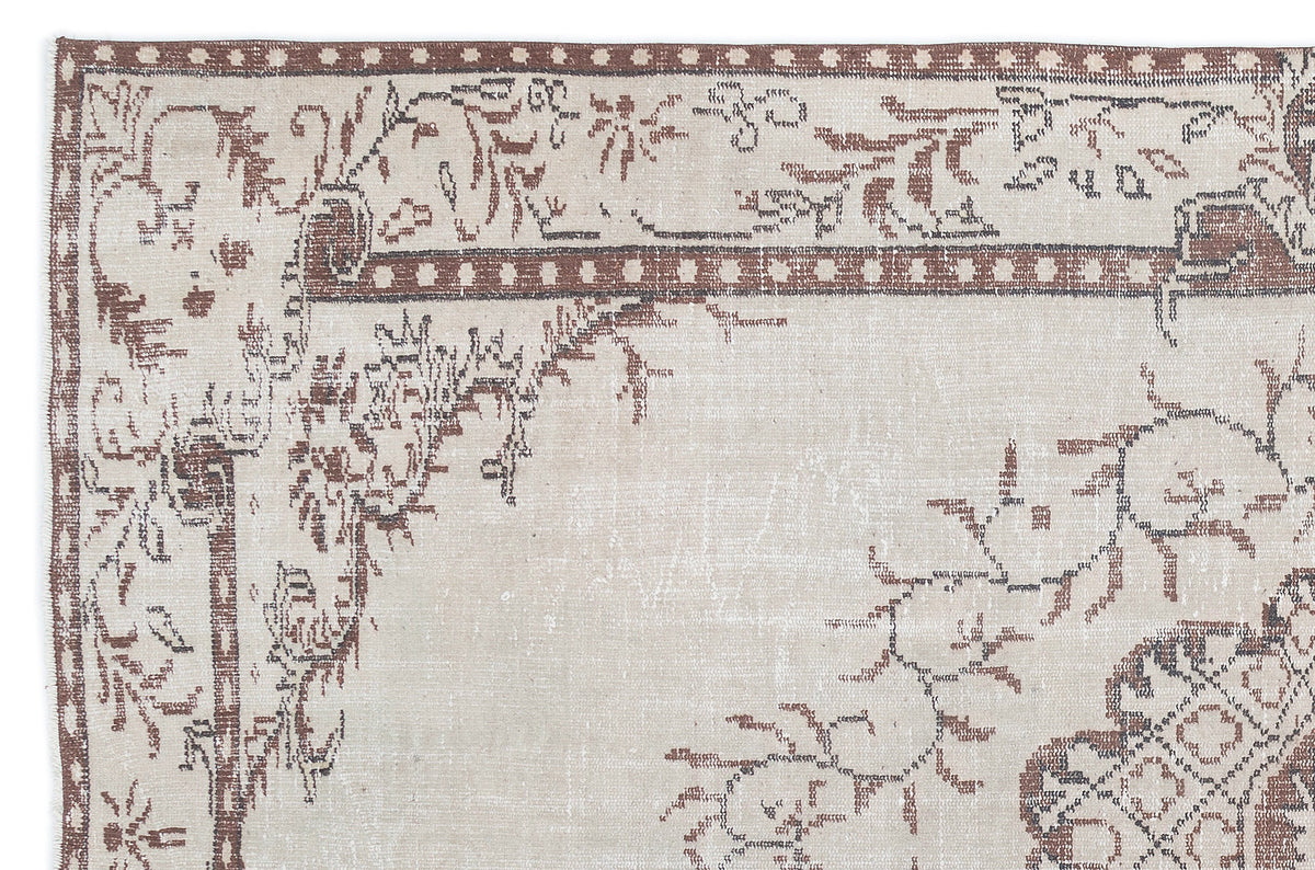 Beige Over Dyed Vintage Rug 5&#39;11&#39;&#39; x 9&#39;1&#39;&#39; ft 180 x 277 cm
