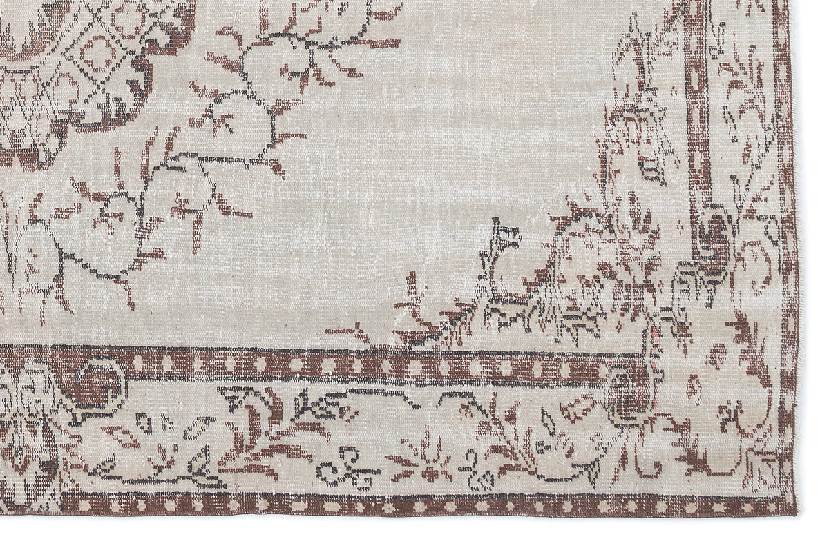 Beige Over Dyed Vintage Rug 5&#39;11&#39;&#39; x 9&#39;1&#39;&#39; ft 180 x 277 cm