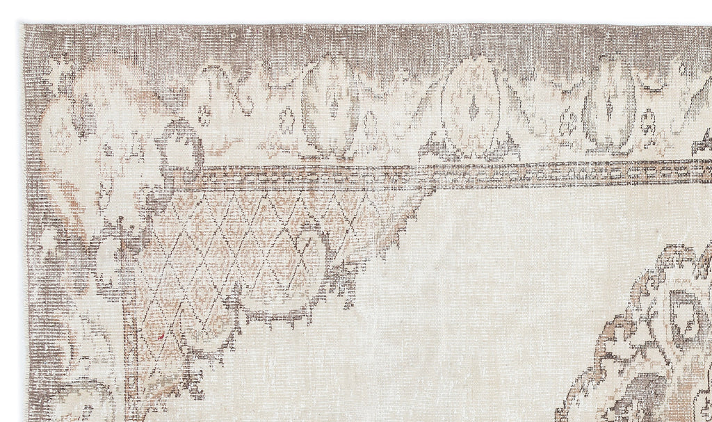 Beige Over Dyed Vintage Rug 5'8'' x 9'11'' ft 173 x 302 cm
