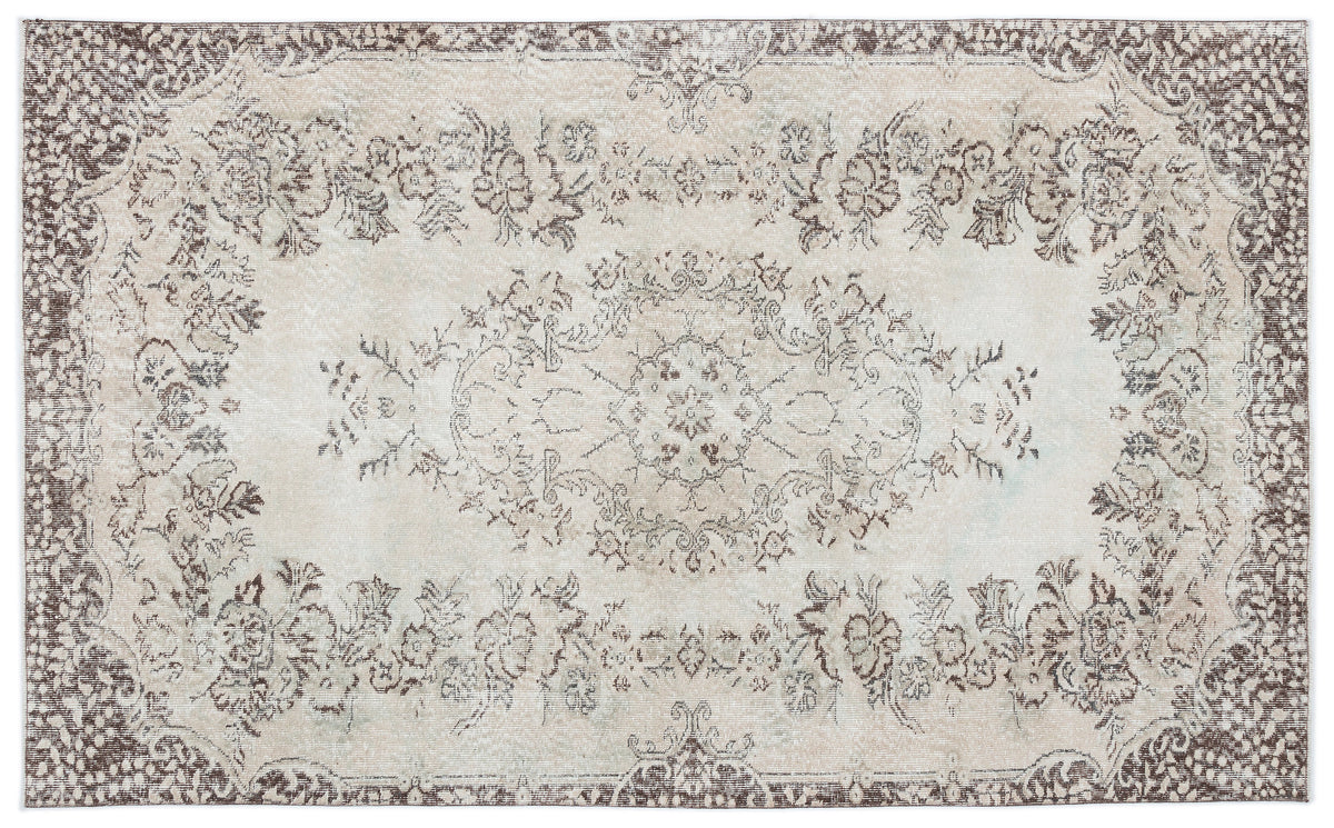 Beige Over Dyed Vintage Rug 5&#39;8&#39;&#39; x 9&#39;2&#39;&#39; ft 172 x 280 cm