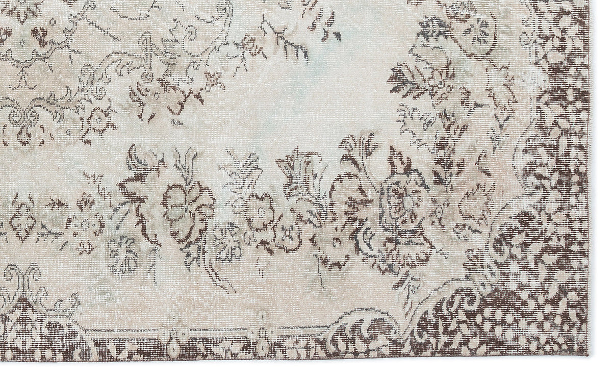Beige Over Dyed Vintage Rug 5&#39;8&#39;&#39; x 9&#39;2&#39;&#39; ft 172 x 280 cm