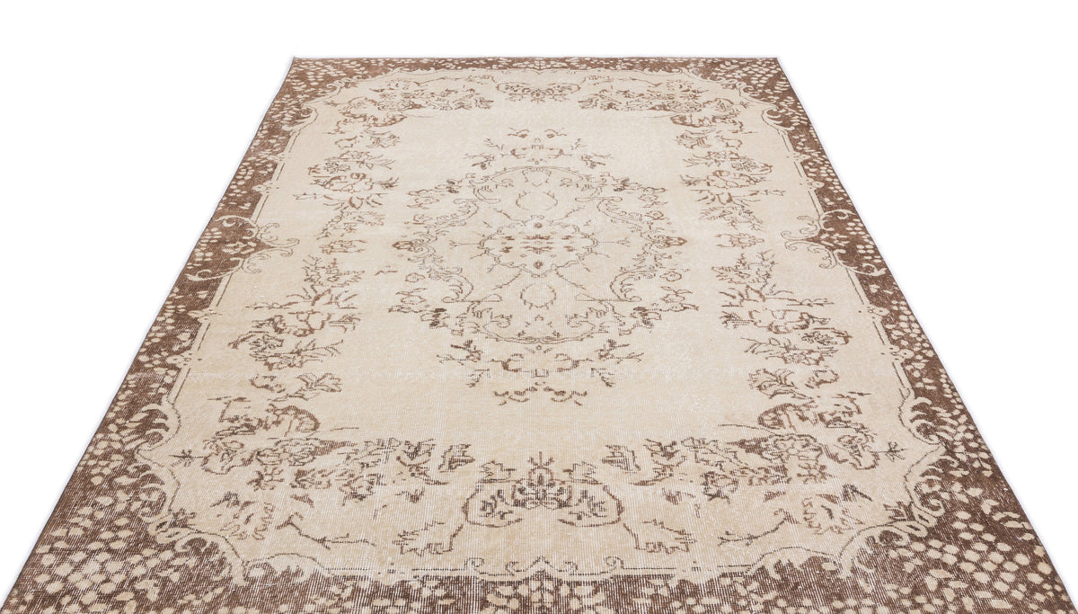 Beige Over Dyed Vintage Rug 6&#39;0&#39;&#39; x 9&#39;7&#39;&#39; ft 184 x 292 cm