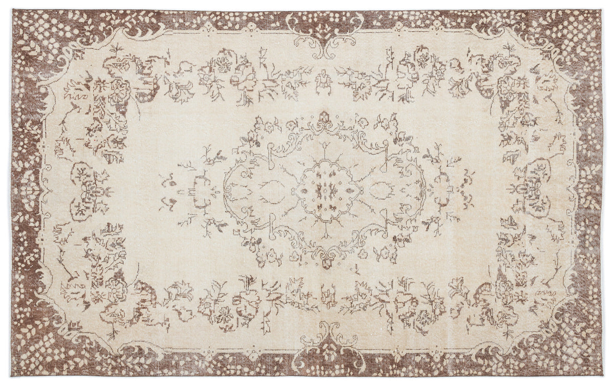 Beige Over Dyed Vintage Rug 6&#39;0&#39;&#39; x 9&#39;7&#39;&#39; ft 184 x 292 cm