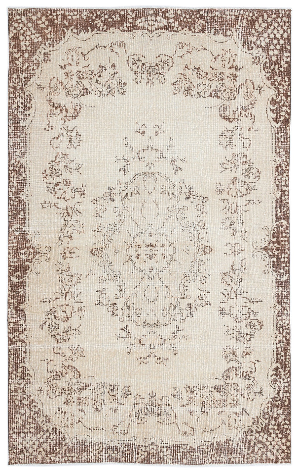 Beige Over Dyed Vintage Rug 6&#39;0&#39;&#39; x 9&#39;7&#39;&#39; ft 184 x 292 cm