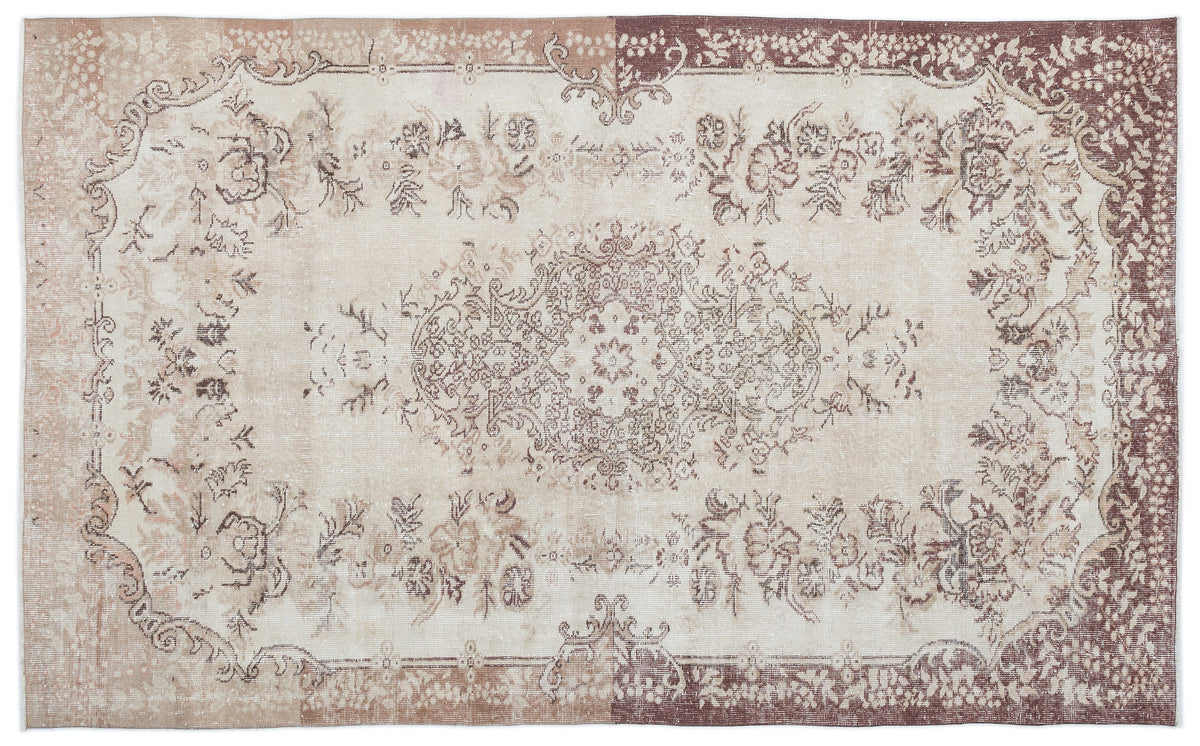 Beige Over Dyed Vintage Rug 6&#39;0&#39;&#39; x 9&#39;7&#39;&#39; ft 183 x 291 cm