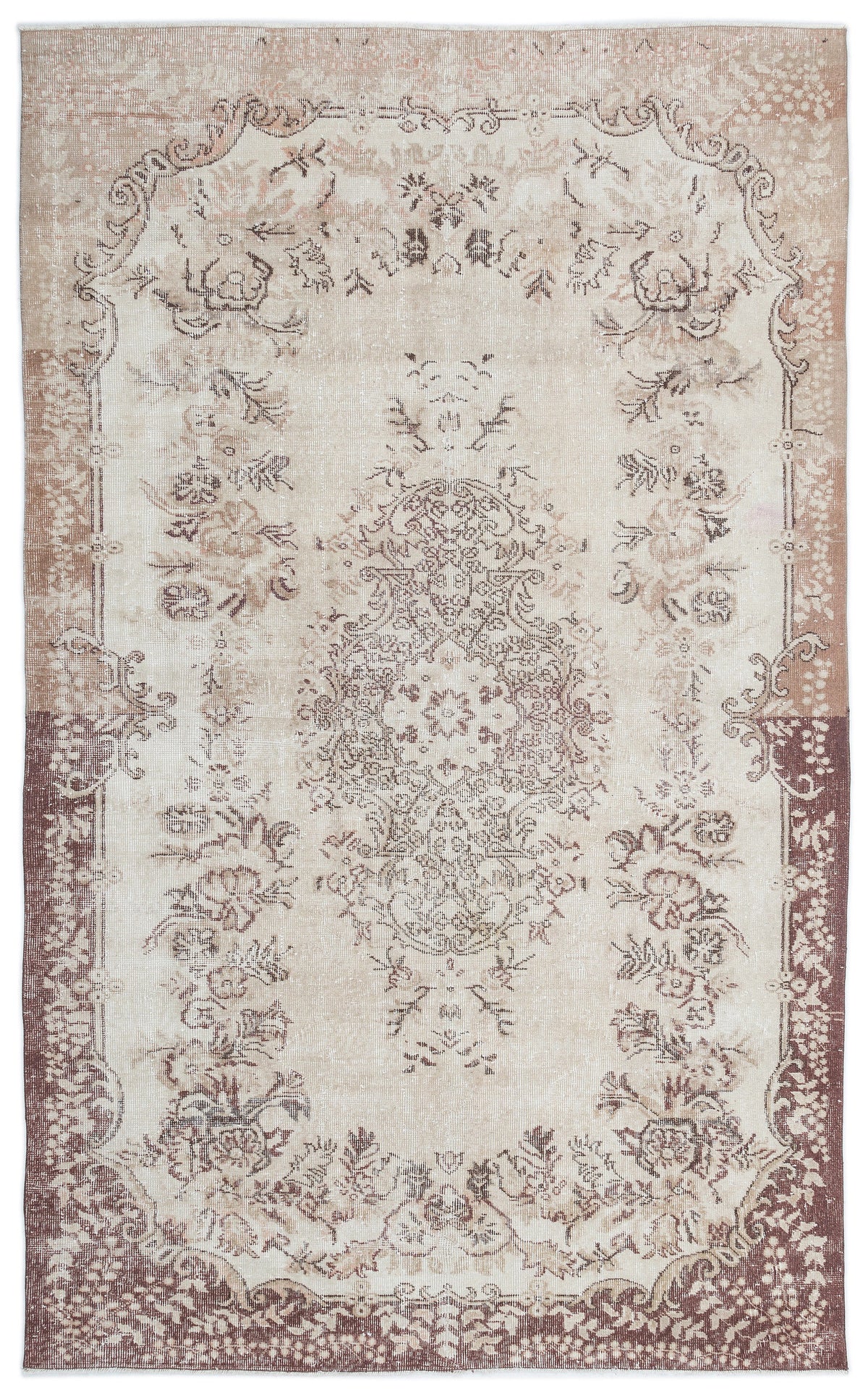 Beige Over Dyed Vintage Rug 6&#39;0&#39;&#39; x 9&#39;7&#39;&#39; ft 183 x 291 cm