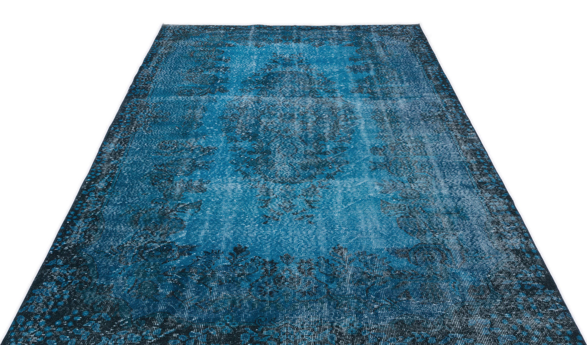 Turquoise  Over Dyed Vintage Rug 5&#39;7&#39;&#39; x 9&#39;6&#39;&#39; ft 171 x 290 cm