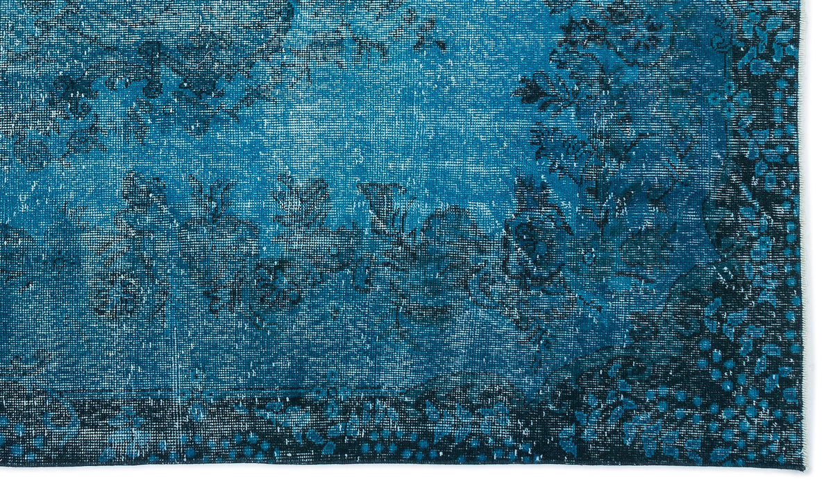 Turquoise  Over Dyed Vintage Rug 5&#39;7&#39;&#39; x 9&#39;6&#39;&#39; ft 171 x 290 cm
