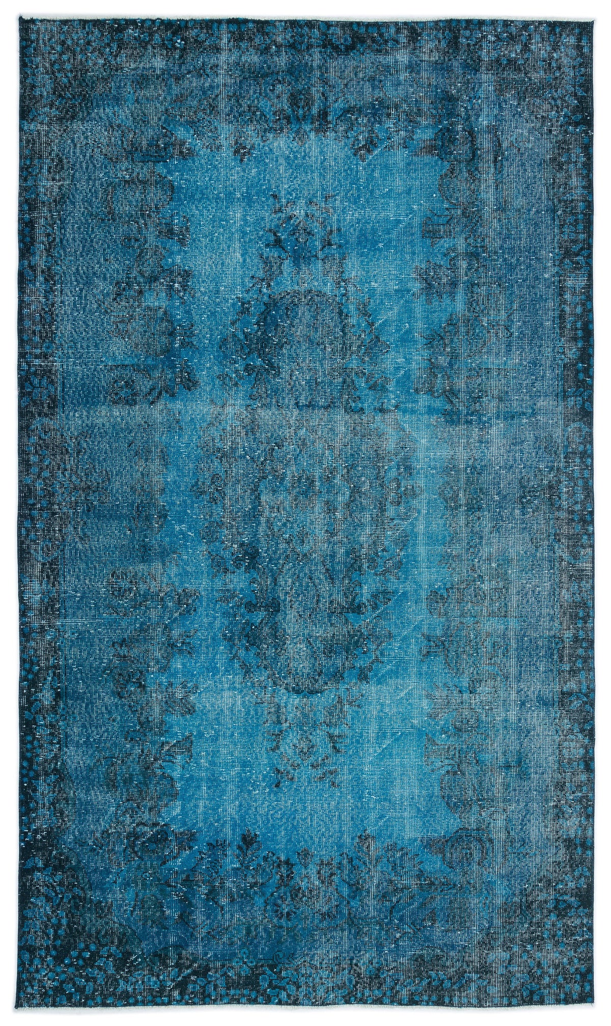 Turquoise  Over Dyed Vintage Rug 5&#39;7&#39;&#39; x 9&#39;6&#39;&#39; ft 171 x 290 cm