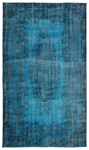 Turquoise  Over Dyed Vintage Rug 5'7'' x 9'6'' ft 171 x 290 cm