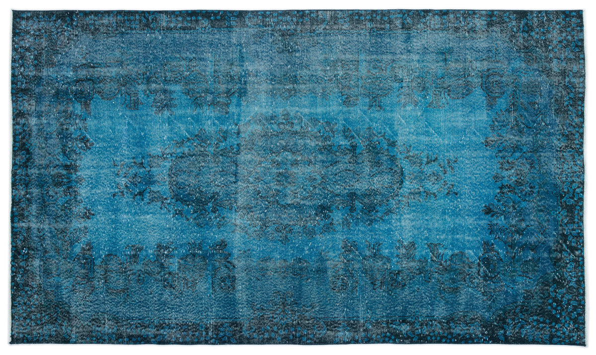 Turquoise  Over Dyed Vintage Rug 5&#39;7&#39;&#39; x 9&#39;6&#39;&#39; ft 171 x 290 cm