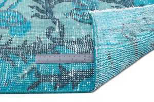 Turquoise  Over Dyed Vintage Rug 5'11'' x 9'7'' ft 180 x 293 cm