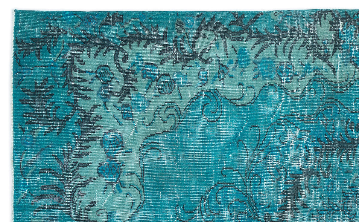 Turquoise  Over Dyed Vintage Rug 5&#39;11&#39;&#39; x 9&#39;7&#39;&#39; ft 180 x 293 cm