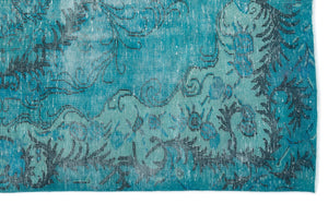 Turquoise  Over Dyed Vintage Rug 5'11'' x 9'7'' ft 180 x 293 cm
