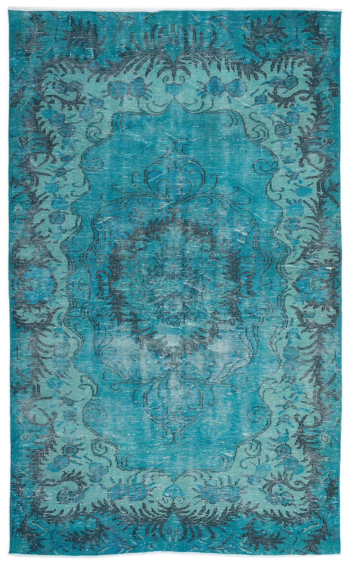 Turquoise  Over Dyed Vintage Rug 5&#39;11&#39;&#39; x 9&#39;7&#39;&#39; ft 180 x 293 cm