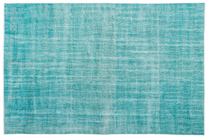 Turquoise  Over Dyed Vintage Rug 6'11'' x 10'5'' ft 210 x 318 cm
