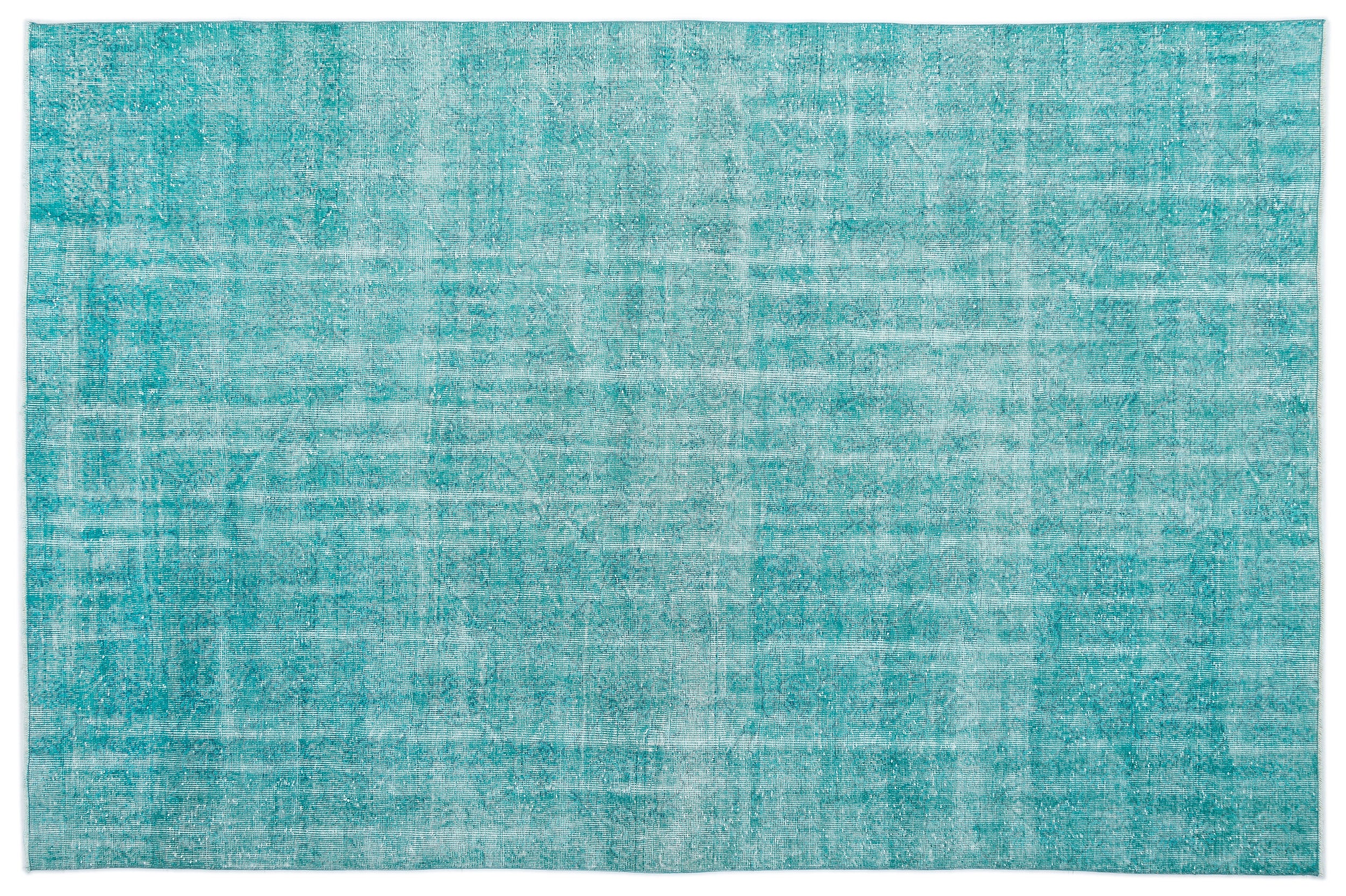 Turquoise Over Dyed Vintage Rug 6'11'' x 10'5'' ft 210 x 318 cm ...
