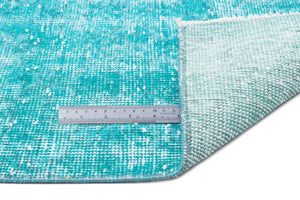 Turquoise  Over Dyed Vintage Rug 6'11'' x 10'5'' ft 210 x 318 cm