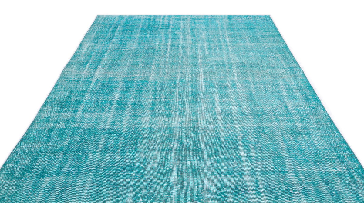 Turquoise  Over Dyed Vintage Rug 6'11'' x 10'5'' ft 210 x 318 cm
