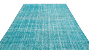 Turquoise  Over Dyed Vintage Rug 6'11'' x 10'5'' ft 210 x 318 cm