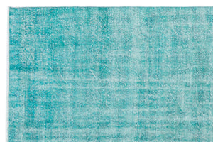 Turquoise  Over Dyed Vintage Rug 6'11'' x 10'5'' ft 210 x 318 cm