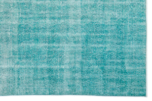 Turquoise  Over Dyed Vintage Rug 6'11'' x 10'5'' ft 210 x 318 cm