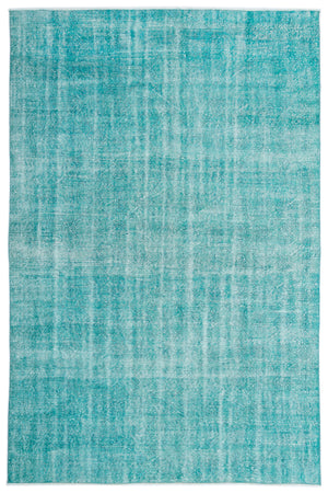 Turquoise  Over Dyed Vintage Rug 6'11'' x 10'5'' ft 210 x 318 cm