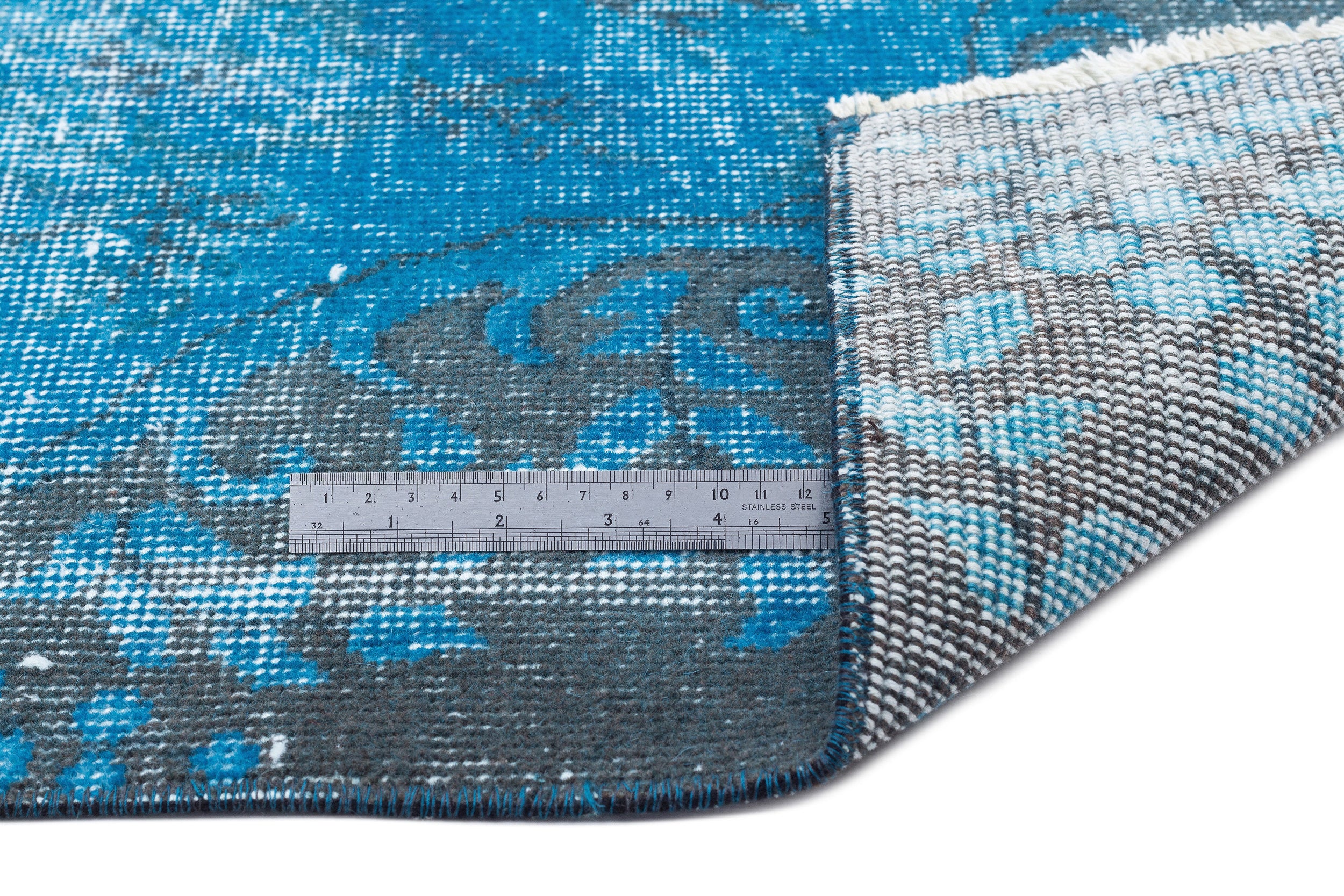 Turquoise  Over Dyed Vintage Rug 6'2'' x 9'7'' ft 188 x 291 cm