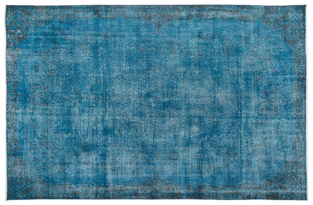 Turquoise  Over Dyed Vintage Rug 6&#39;2&#39;&#39; x 9&#39;7&#39;&#39; ft 188 x 291 cm