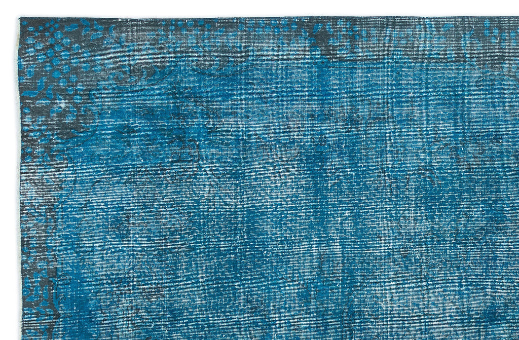 Turquoise  Over Dyed Vintage Rug 6'2'' x 9'7'' ft 188 x 291 cm