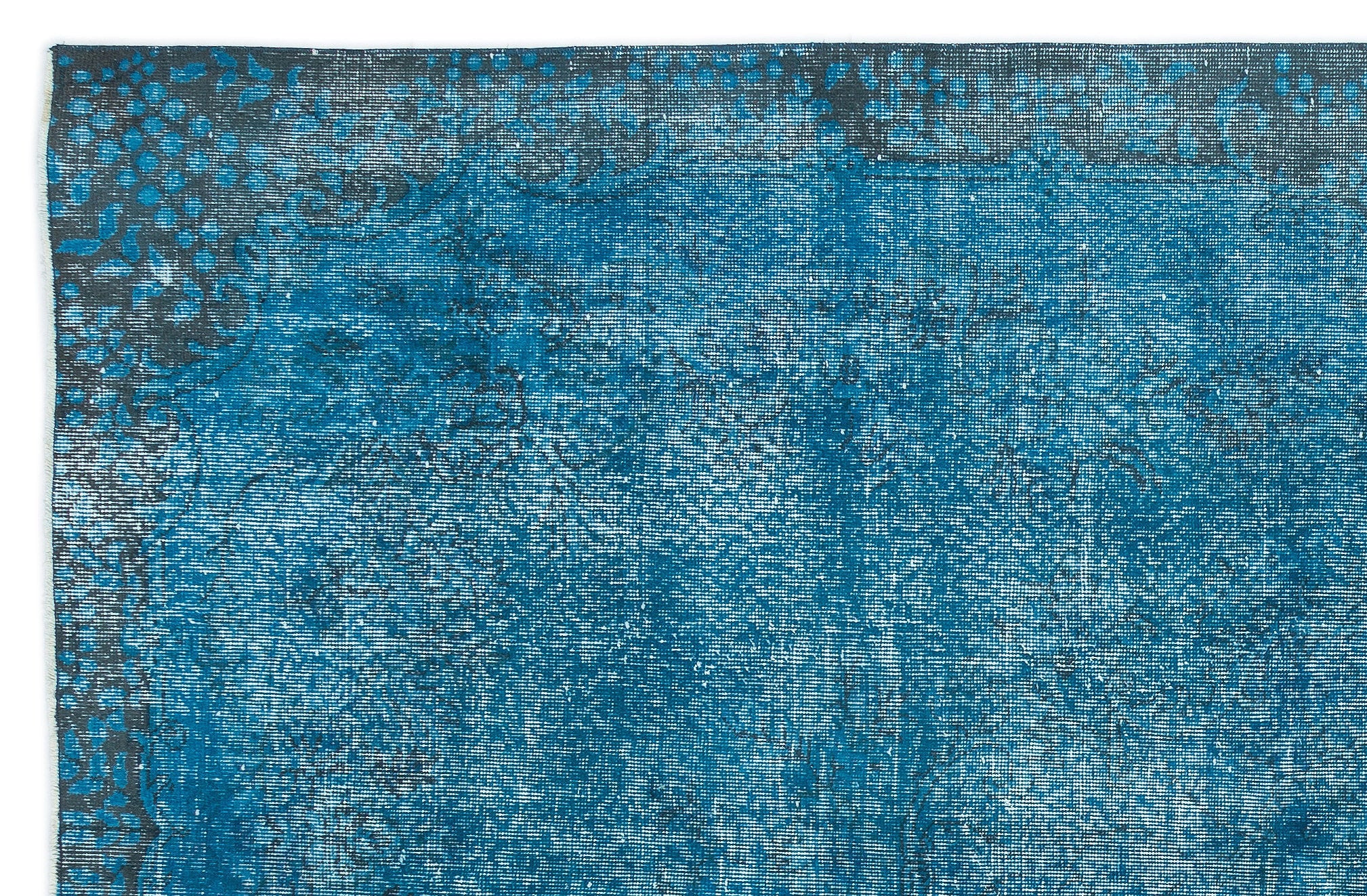 Turquoise  Over Dyed Vintage Rug 6'2'' x 9'7'' ft 188 x 291 cm