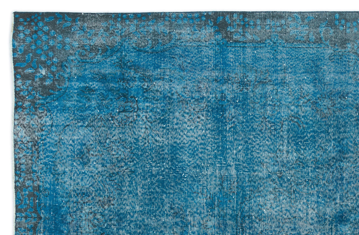 Turquoise  Over Dyed Vintage Rug 6&#39;2&#39;&#39; x 9&#39;7&#39;&#39; ft 188 x 291 cm