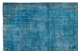 Turquoise  Over Dyed Vintage Rug 6'2'' x 9'7'' ft 188 x 291 cm